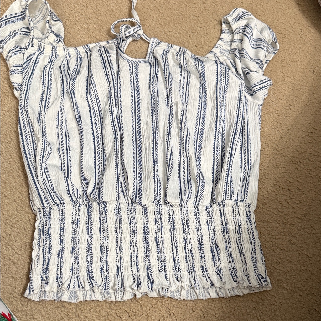 Rue21 Navy And White Striped Blouse